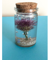 Resin flask containing a real dried thistle