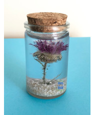 Resin flask containing a real dried thistle