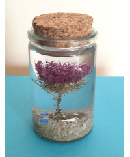 Resin flask containing a real dried thistle