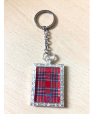 Keychain rectangular Nessie red tartan