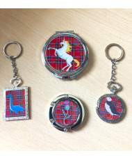 Porte-clés montre à gousset rectangle Nessie tartan rouge