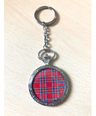 Porte-clés montre à gousset ronde Puffin tartan rouge