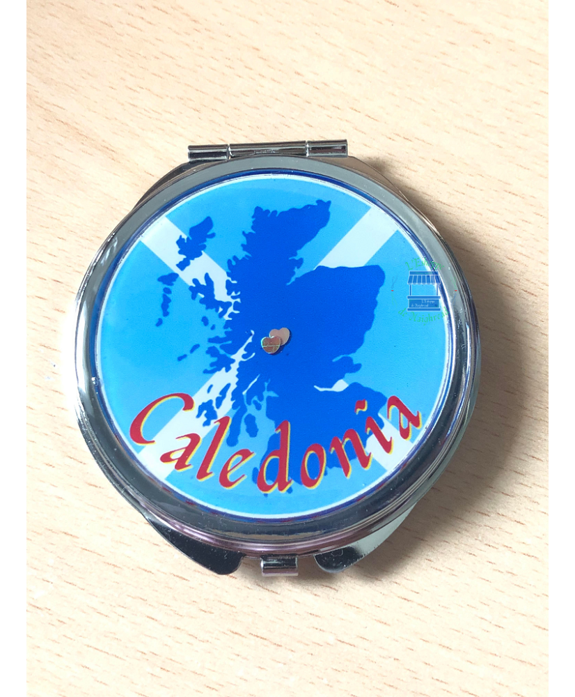 Pocket mirror Caledonia flag and map Scotland